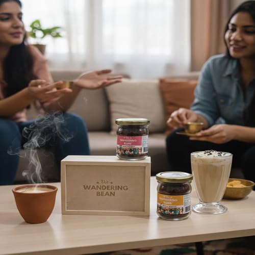 Image of The Wandering Bean Coffee Hamper Best Birthday Gift -Set of 2 Assorted Coffees (Choose 2 Flavors of Your Choice) Gift Festive, Best Gift Hamper 40g X 2 Jars) Gift Festive, Best Gift Hamper