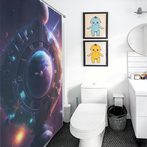 Rideau de douche imperméable Space Earth lavable pour résoudre les problèmes d'humidité