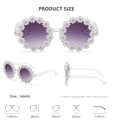 Round Flower Sunglasses for Women Retro Daisy Cute Glasses UV 400 Protection Flower Shaped Glasses for Outdoor Beach3
