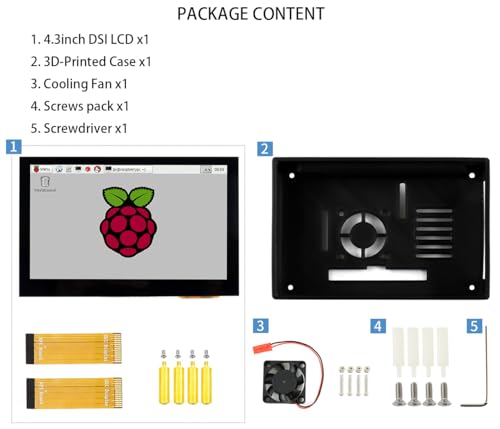 Image of 4.3inch DSI LCD Display with Case for Raspberry Pi 4B, 800x480 Capacitive Touchscreen MIPI DSI Interface IPS Wide Angle, Supports Raspbian /Ubuntu /Kali / WIN10 IoT /Retropie, Driver Free