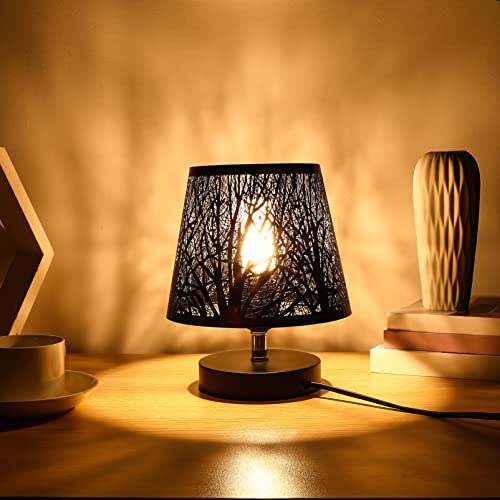 Operitacx Tree Shadow Lampshade, Hollow-Out Tree Shadow Light Cover, Carved Forest Tree Shaped E27 Mini Lamp Shade For Table Lamps And Floor Light, Black Lamp Shade, 7.5 * 7.5 * 6.1In #TOP1