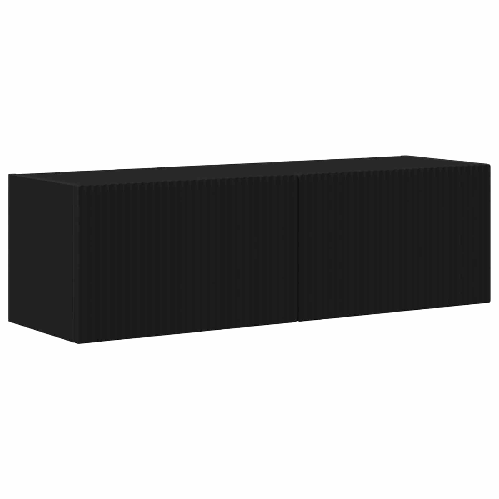 TV-Schrankset 4-teilig Schwarz aus Holzwerkstoff, Modernes Media Center für Wohnzimmer, Schlafzimmer, Elegante Aufbewahrungslösung mit verstellbaren Regalen