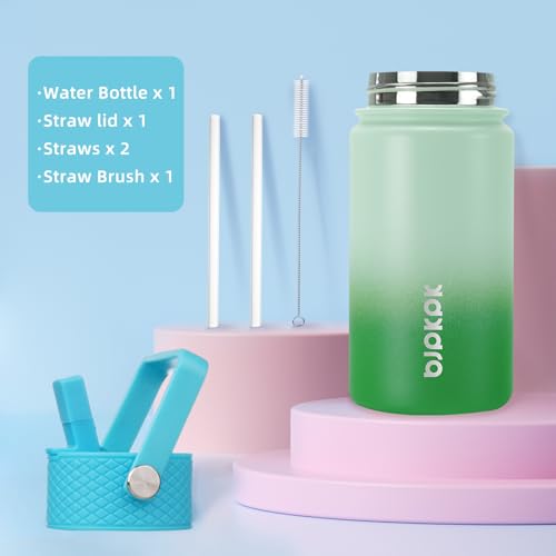 Image of BJPKPK Insulated Water Bottle, 15oz Stainless Steel with Straw Lid