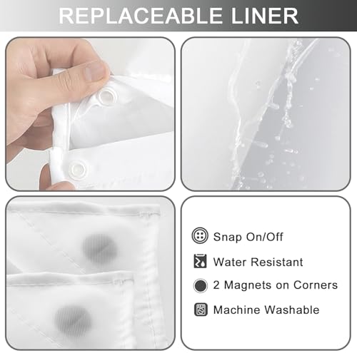 TWLSNCD No Hook Shower Curtain and Liner Set, Ombre Black, 71" x 84" by TWLSNCD - Used condition - Image 5