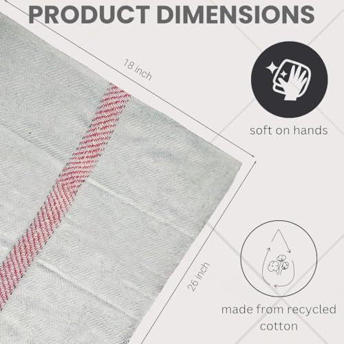 Image of Zureni 18x26 Inch Cotton Pocha with High Water Absorption Reusable & Washable Floor Cleaning Sweeping Dusting Cloth for Home Kitchen and Office (Pack of 4, Off White)