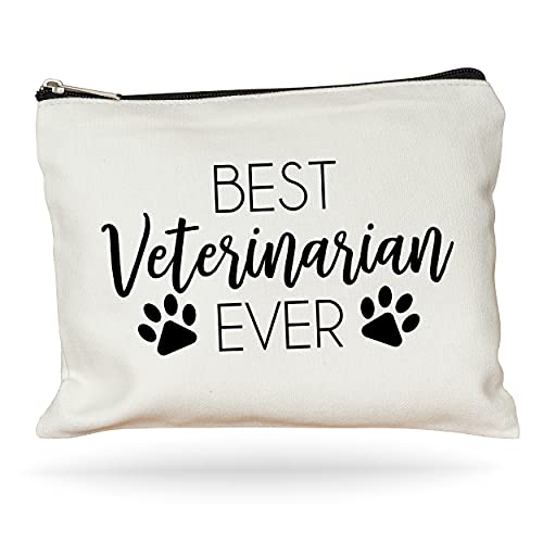 Moonwake Designs Best Veterinarian Ever Makeup Bag - Vet Gift, Animal Lover