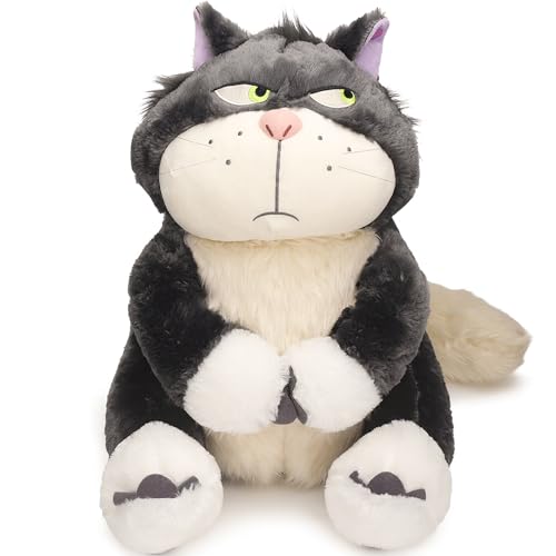 Image of juju Grumpy Cat Plush (26 In) - Giant Plush Stuffed Cat Plushies - Funny Stuffed Animals Plushie - Black Stuffy - Funny Plushies - Annoyed Stuffies