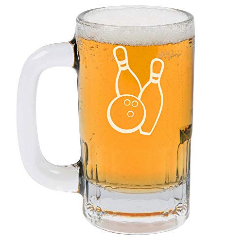 12oz Beer Mug Stein Glass Bowling Ball And Pins
