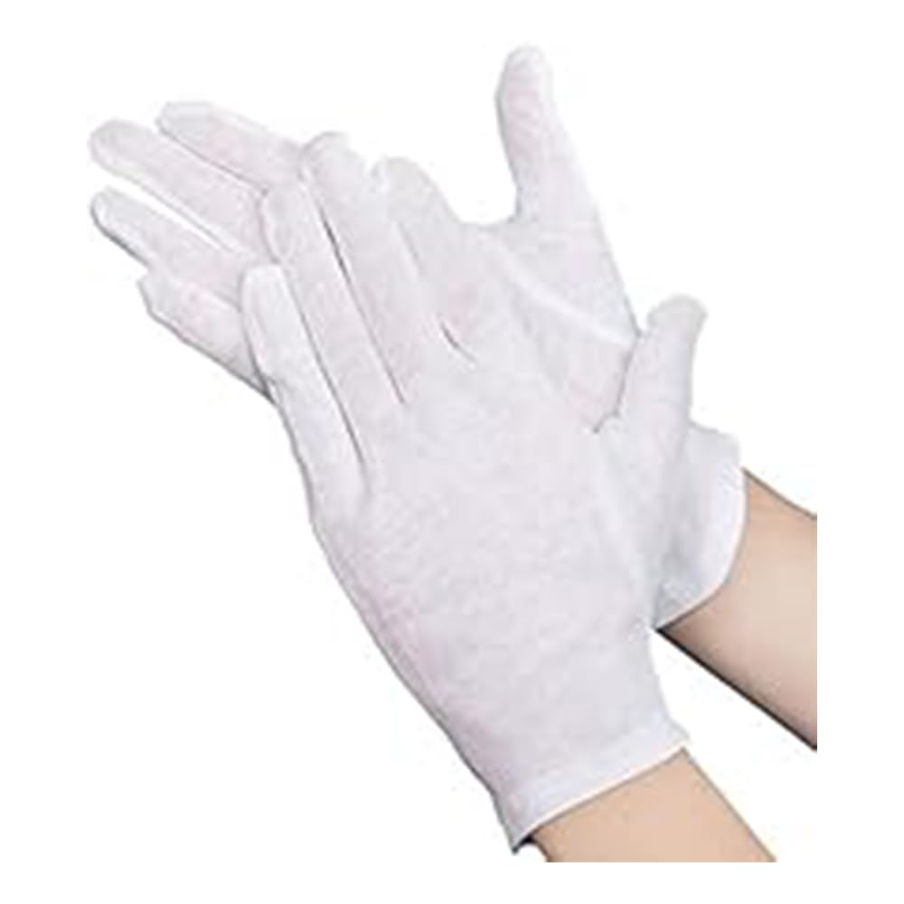 [QIKEJI] 綿手袋 白手袋 純綿 薄手 多用途 作業用 検査用 家事用 貴重品 白色 フリーサイズ 15双