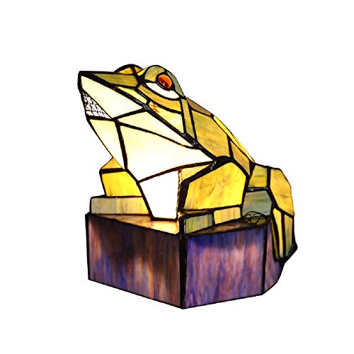 Tiffany Frog Table Light, XINDAR LED Unique Design Jewelries Glass Desk Lamp Fixture Bedroom Beside Night Light