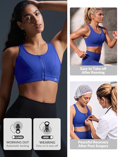 Image of Yvette Zip Front Sports Bra - High Impact Sports Bras for Women Plus Size Workout Fitness Running