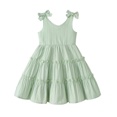 Toddler Girl Summer Ruffled Dress Boho Floral Sleeveless Dresses Baby Girls Beach Sundress Outfit (US Age 1 Year 2 Years Green)