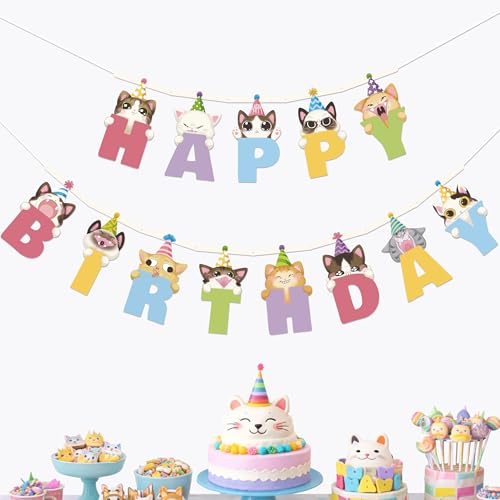 Cheerland Cat Birthday Banner & Party Decorations