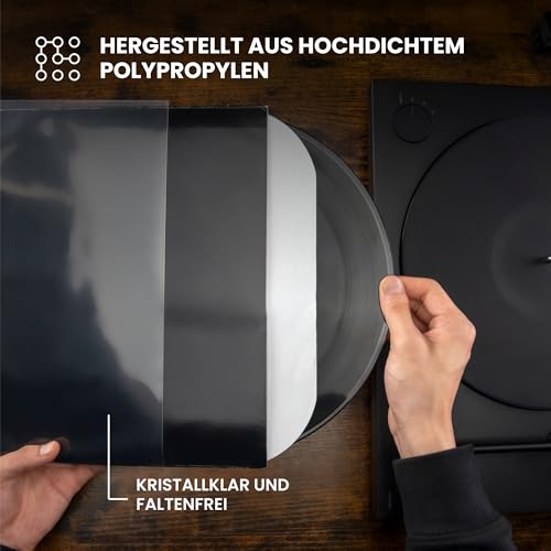 BIG FUDGE Schallplatten Hüllen Außen - 12\ x 100 Stk. - Vinyl Sleeves - Vinyl Hüllen Transparent aus 3mil Starken Polypropylen-Kunststoff - LP Schutzhüllen - Plattenhüllen