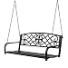 Outsunny Steel Fleur-de-Lis Design Outdoor Porch Swing Seat Bench with Chains