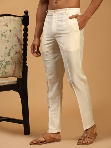 Image of VASTRAMAY VM Mens Silk Blend Kurta Pyjama Set - Classic Ethnic Attire for Timeless Style and Cultural Celebrations | Soft Comfortable Solid Full Sleeves Kurta and Churidar Pyjama Set