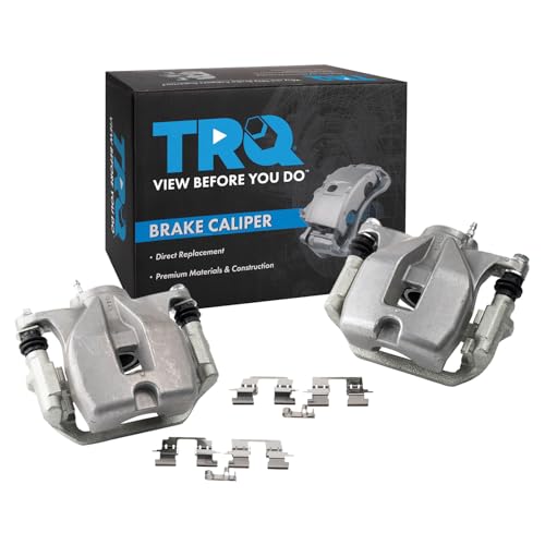 Image of TRQ Rear Driver and Passenger Side Brake Caliper Set Caliper Brackets Hardware Compatible with 08-10 Toyota Highlander, 11-13 Highlander Base, 11-13 Limited, 12-13 SE