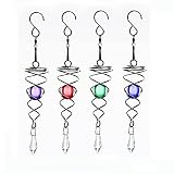 4PCS Gazing Ball Spiral Tail Wind Spinner Stabilizer,4.5 Inch Stainless Steel Glass Ball with Hangin
