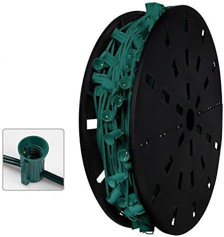 Brightown Juego de enchufes comerciales de 500 pies C9E17 de Navidad, con certificación UL, C9, luces de patio, tiras de luces C9 - 12 cables verdes disponible en Yaxa Colombia