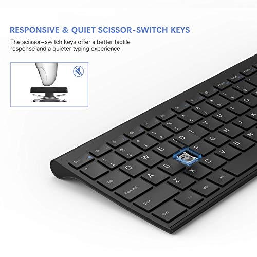 Rechargeable Wireless Keyboard, Jelly Comb 2.4GHz Full Size Ultra Slim Keyboard for Computer / Desktop / PC / Laptop / Surface / Windows OS