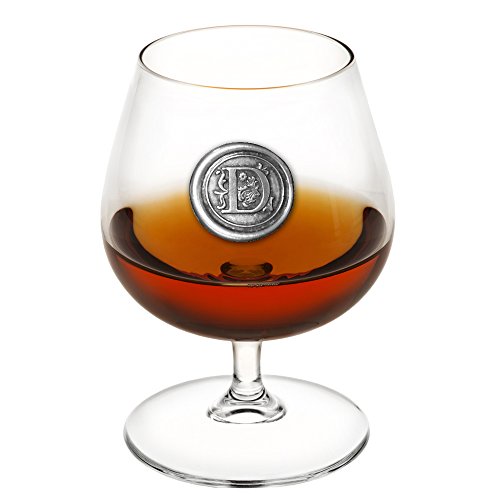 English Pewter Company 14,5 once Brandy Cognac Snifter Glass con Monogram Initial - Regalo personalizzato con la vostra scelta di iniziale (D) [MON204]