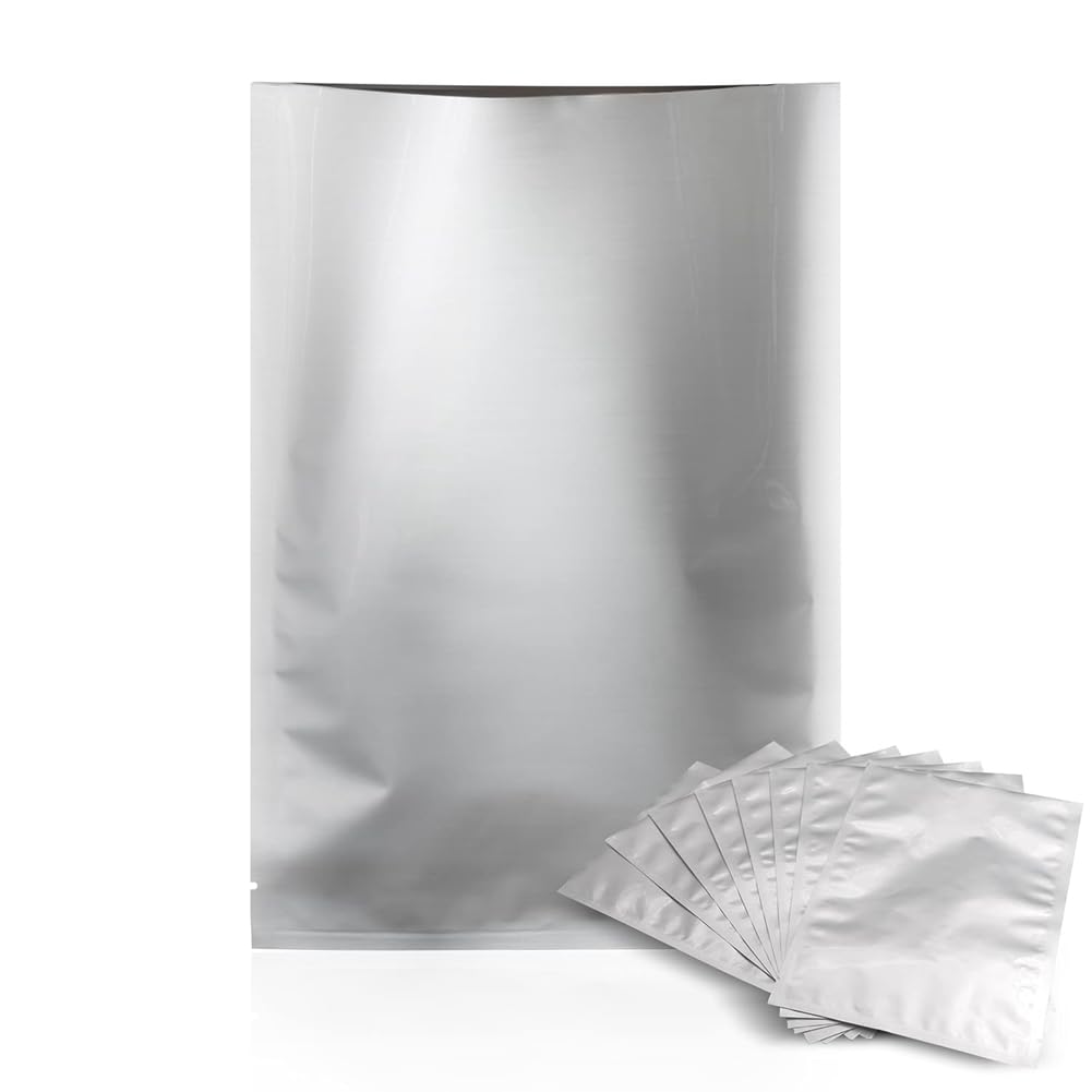 Aundhegrtt Silvery Matte Aluminum Foil Flat Bags Heat Sealing Multipurpose Storage Pouch 100pcs