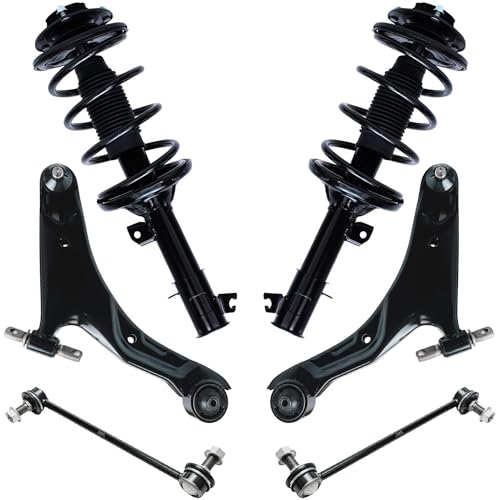 Image of Detroit Axle - 6pc Front End Suspension Kit for 01-06 Hyundai Santa Fe, Struts & Coil Spring Lower Control Arms w /Ball Joint Sway Bars 2001 2002 2003 2004 2005 2006 Replacement