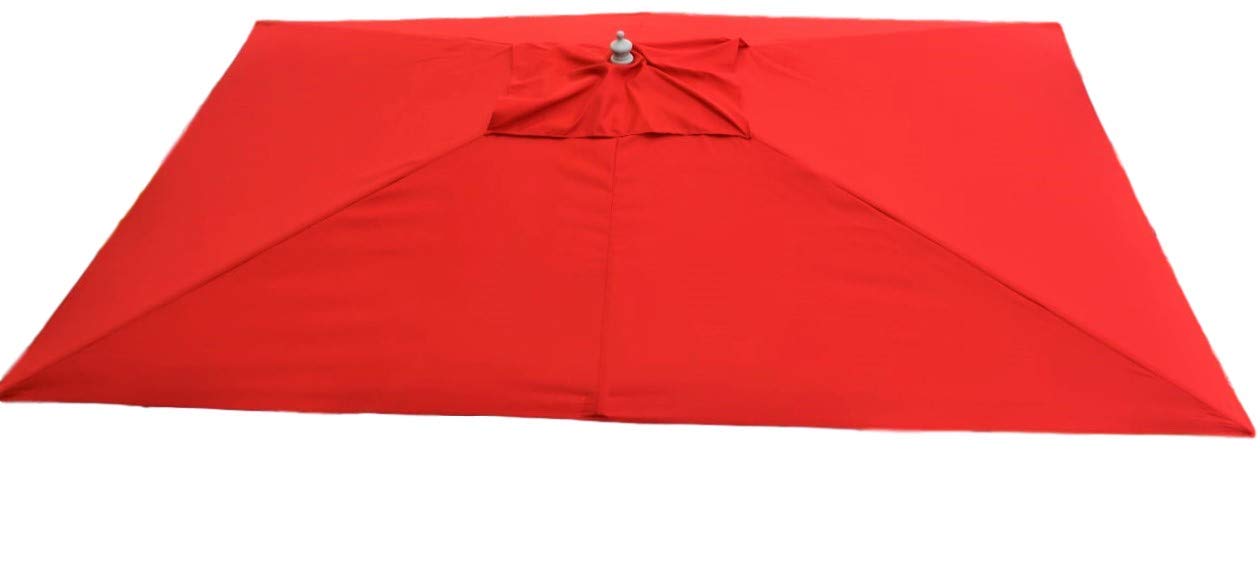 Field & Hawken - Red Parasol Canopy - 3x2m Garden Parasol - 8-10 Person Parasol - Rectangular Canopy - Aluminium Parasol Frame