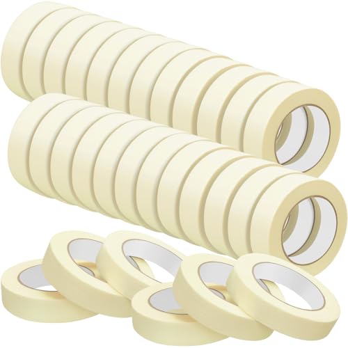 Image of Fainne 45 Rolls Masking Tape Bulk 0.8 Inch 55 Yards | General Purpose Tape for Classroom, Labeling, Crafts, Office, School Projects, Easy Tear & Clean Removal, Beige White