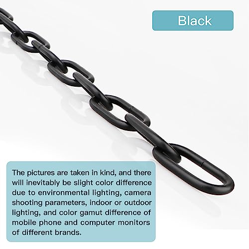 Helunsi Lighting Chain, 6 Feet Black Light Fixture Chain, Metal Chandelier Chain Extension with Connection Link Lock, Heavy Duty Hanging Chain Lamp Fixture Pendant Ceiling Decorative Lights Kit - 6'