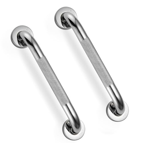 2 Pack Grab Bars for Bathtubs and Showers, Zynuhmo 12-Inch Anti Slip Stainless Steel Bathroom Balance Bar Safety Hand Rails Support Elderly Handicap Injury Pregnant Kids Assist Bath Shower Handles