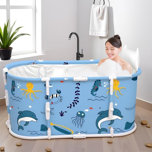 Image of Bath tub for adult for bathroom Tub for Home SPA, Maintains Hot & Cold Temperature, Thickened Layer for Hot and ice bath tub for adults, Family Size portable bathtub for adults (Fish)