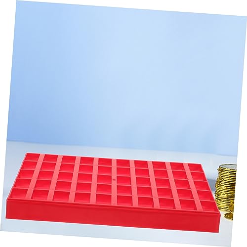 Caja organizadora de monedas roja de plástico miniatura 7
