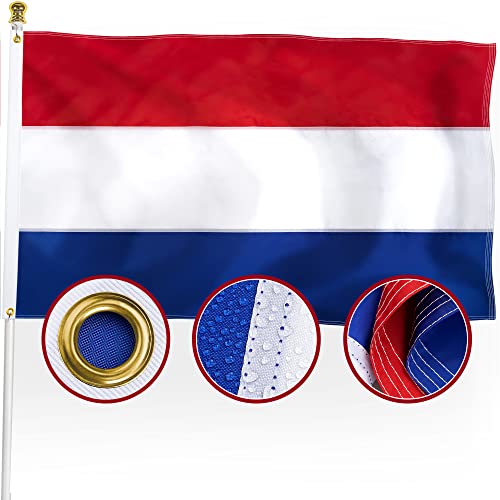XIFAN Premium Netherlands Dutch Flag 3x5 ft Outdoor Large Double Sided Heavy Duty 210D Nylon Holland National & Country Flag Longest Lasting Decoration with 4-Stitch Hemming Brass Grommets
