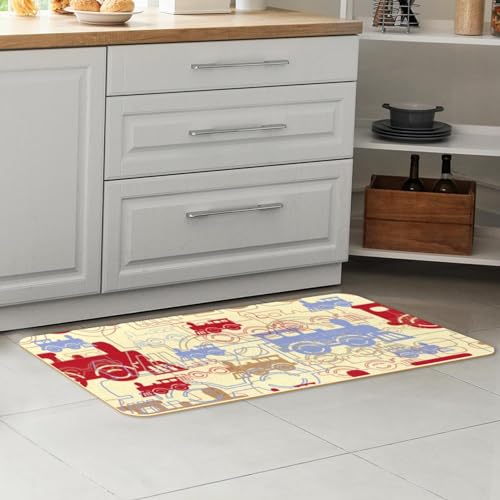 Alfombrillas de cocina retro de vapor lavables en pack de 2 piezas 7
