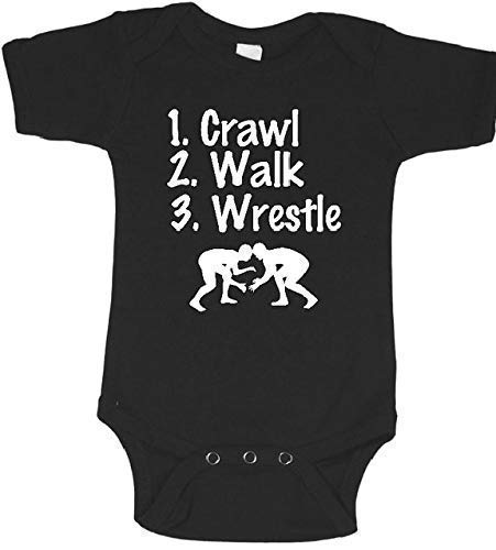 Teesbytini Crawl Walk Wrestle Baby Onesie ® Wrestling Onesie ® Bodysuit Wrestler Infant One Piece cover