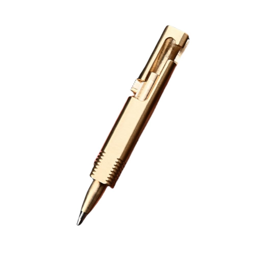 TERRIFI Mini Brass Ballpoint Pen, Bolt Action EDC Pen, Ideal for Office, Writing, Signing, Traveling, Business, and Special Gifts (Brass)