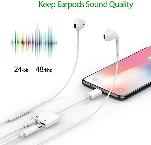 [Apple Mfi Certified] Dual 2In1 Lightning Headphone Audio & Charger Adapter Splitter For Iphone Ipad,2 Pack Iphone Headphone Adapter For Iphone 14/13/ 12/11/ Xs/Xs Max/Xr/X/ 8/8Plus/7/7 Plus/Ipad #TOP5