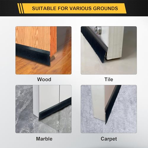 1-Pack Garage Door Brush Seal – Cepia Black Bottom Sweep – Roll-Up Door Stripping, 2.80" Wide x 39.3" Long, Aluminum Alloy Base, Ideal for Exterior Doors and Industrial Use (39.3 in / 100 cm)