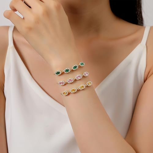 Birthstone Bracelets for Women, Gold Trendy Dainty Link Bracelet Jewelry Birthday Christmas Day Gifts for Women Girlfriend Friend Her Mom Wife3