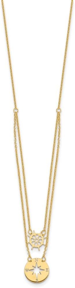 IceCarats 14K Solid Yellow Gold Small North Star Compass Pendant Necklace 18mm 3/4 inch Polished For Her