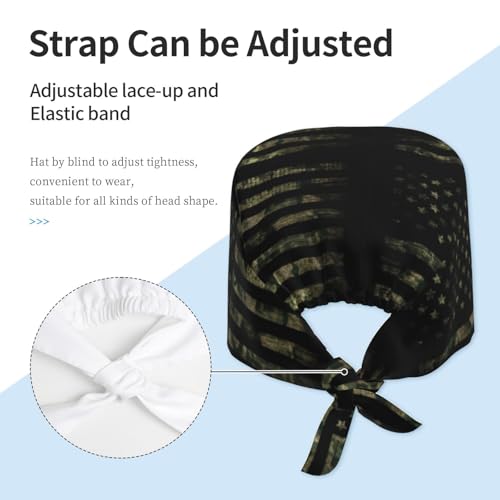 Image of Adjustable Working Cap Breathable Unisex Women Men Elastic Bandage Tie Back Hats Scrub Nursing Doctor Surgeon Cap