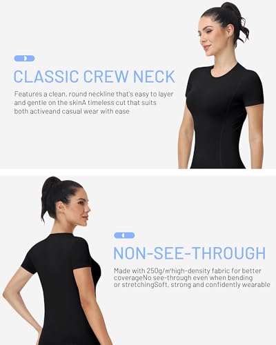 Runhit Women's Compression Shirts Short Sleeve Workout Tops Athletic Base Layer T-Shirt for Gym Running Yoga Basketball BJJ4