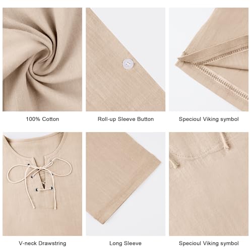 Men's Fashion Cotton Linen Shirt Long Sleeve Solid Color Ethnic Beach Yoga Top4