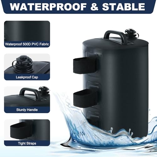 MASTERCANOPY Canopy Heavy Duty 88LBS Weight Water Bag, Set of 4 Leg Water Tent Weights for Pop Up Canopy, Gazebo, Tent, Canopies 4pcs/Pack Black