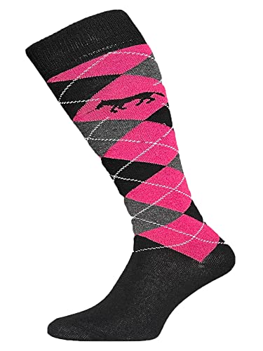 6 Pair Womens/Girls Knee High Equestrian Argyle Diamond Cotton Rich Horse Riding Socks UK Size 4-7, EUR 35-41