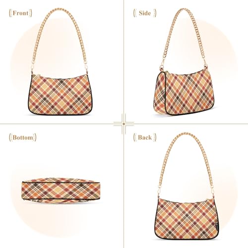 susiyo Shoulder Bag for Women Autumn Plaid Small Shoulder Purse Bags Cute Hobo Tote Handbag Mini Clutch Purse2