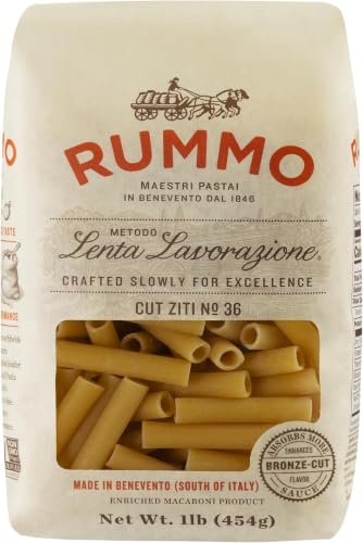 Image of Rummo Cut Ziti Pasta N.36 - Ziti Pasta Noodles, Durum Wheat Pasta, Baked Ziti, Tube Pasta, Dry Italian Pasta - 16 Ounce (Pack of 5)