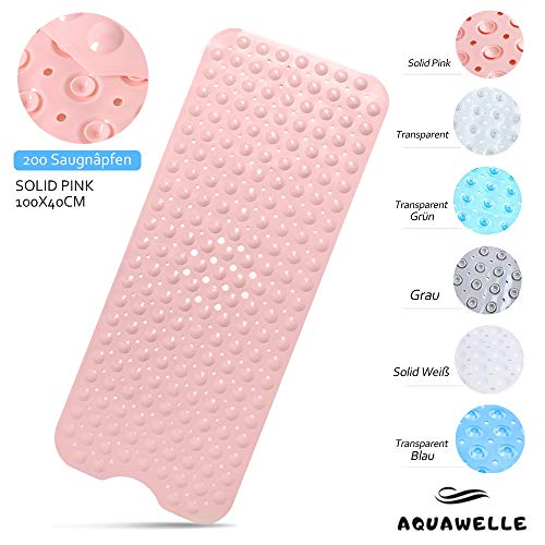 Preisvergleich Produktbild Aquawelle Badewannenmatte Antirutschmatte Badewanne Badematte Duschmatte - Badewanneneinlage mit 200 rutschfest Saugnapf, Maschinenwaschbar - Extra lang 100x40cm