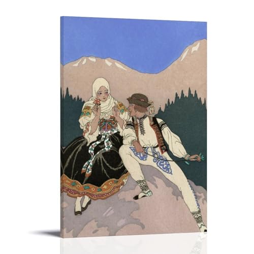 Impression d'art Art Déco Le Langage des Fleurs de George Barbier Tableau Encadré 50x75cm
